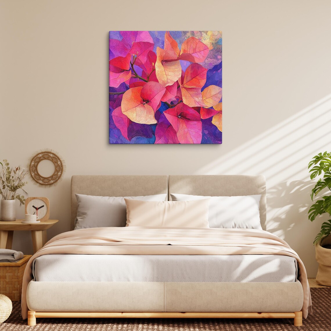 Bougainvillea Pink Orange Violet Abstract Floral Painting Poster - Image 3