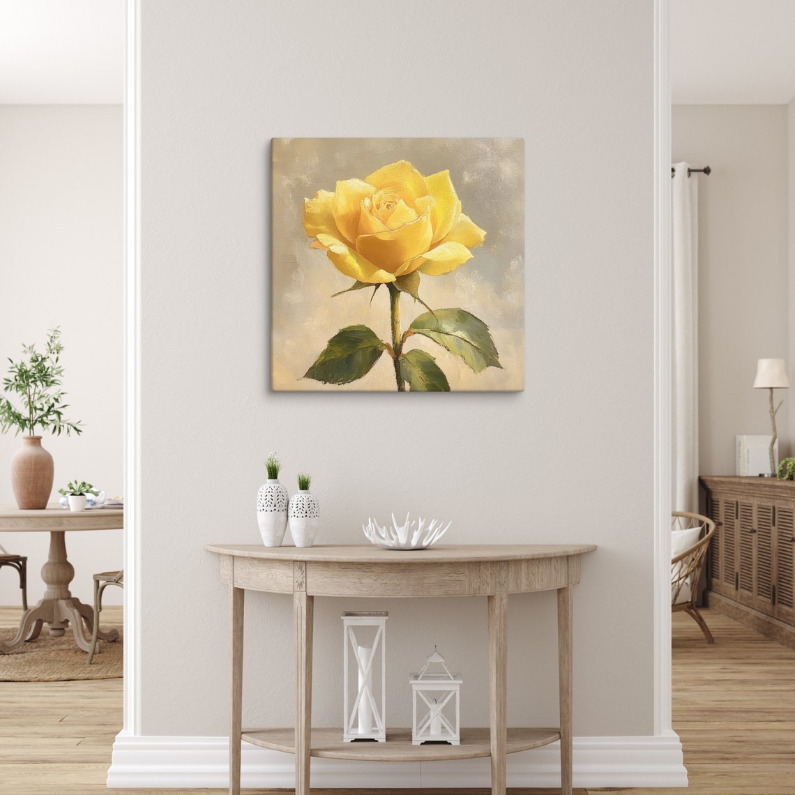 Yellow Rose Print Painting Print Flower Art Rose Painting Print Living Room Art Yellow Wall Art Aesthetic Home Decor - Image 5