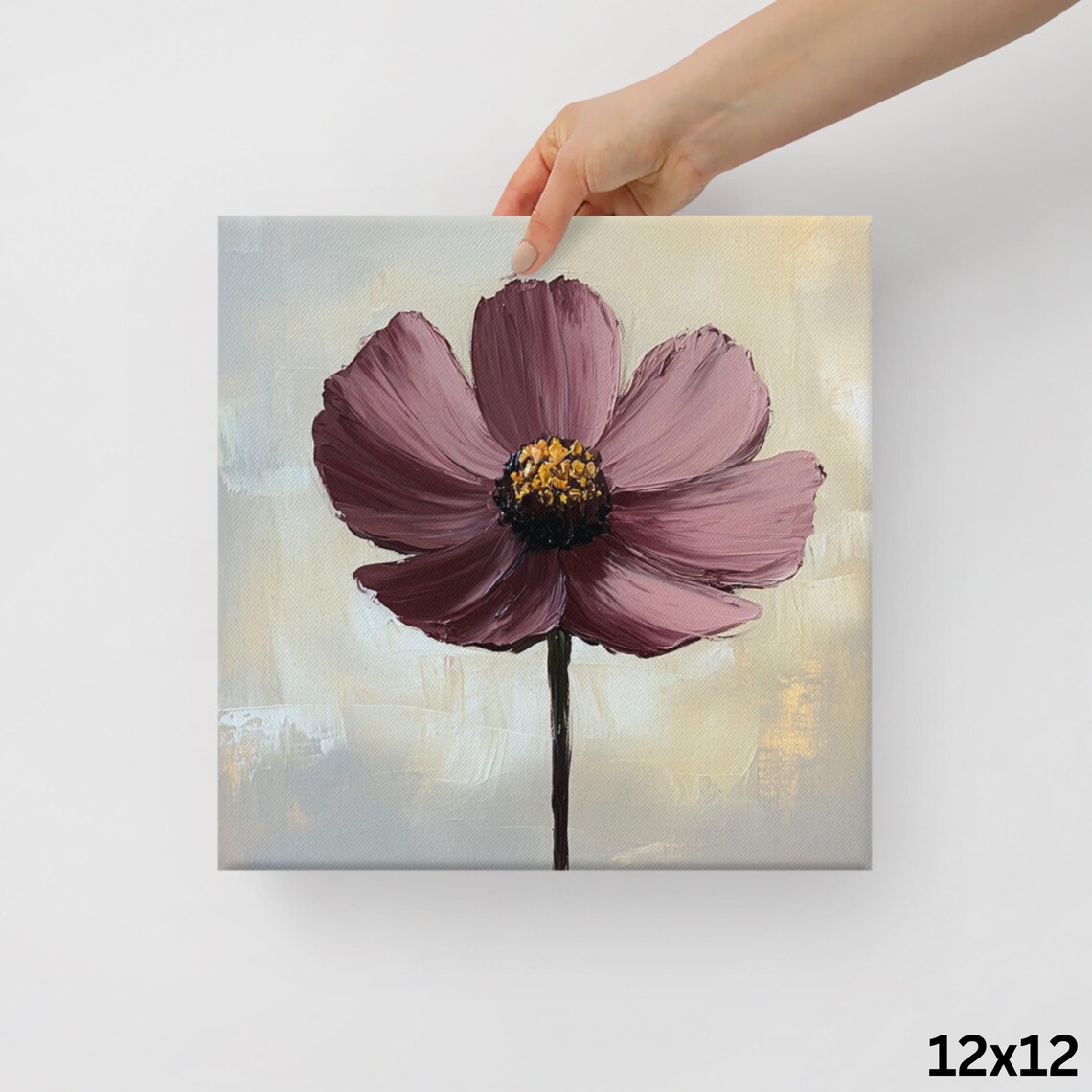 Chocolate Cosmos Mauve Bloom Golden Center Watercolor Art Poster - Image 2