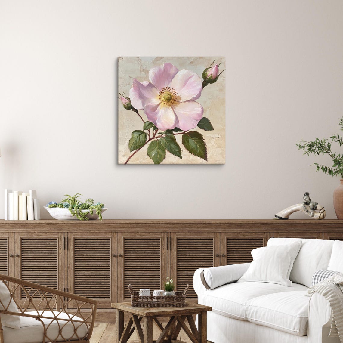 Dog Rose Flower Print Wall Art Flower Painting Print Pink Flower Art Print Living Room Wall Art Flower Wall Art - Image 5