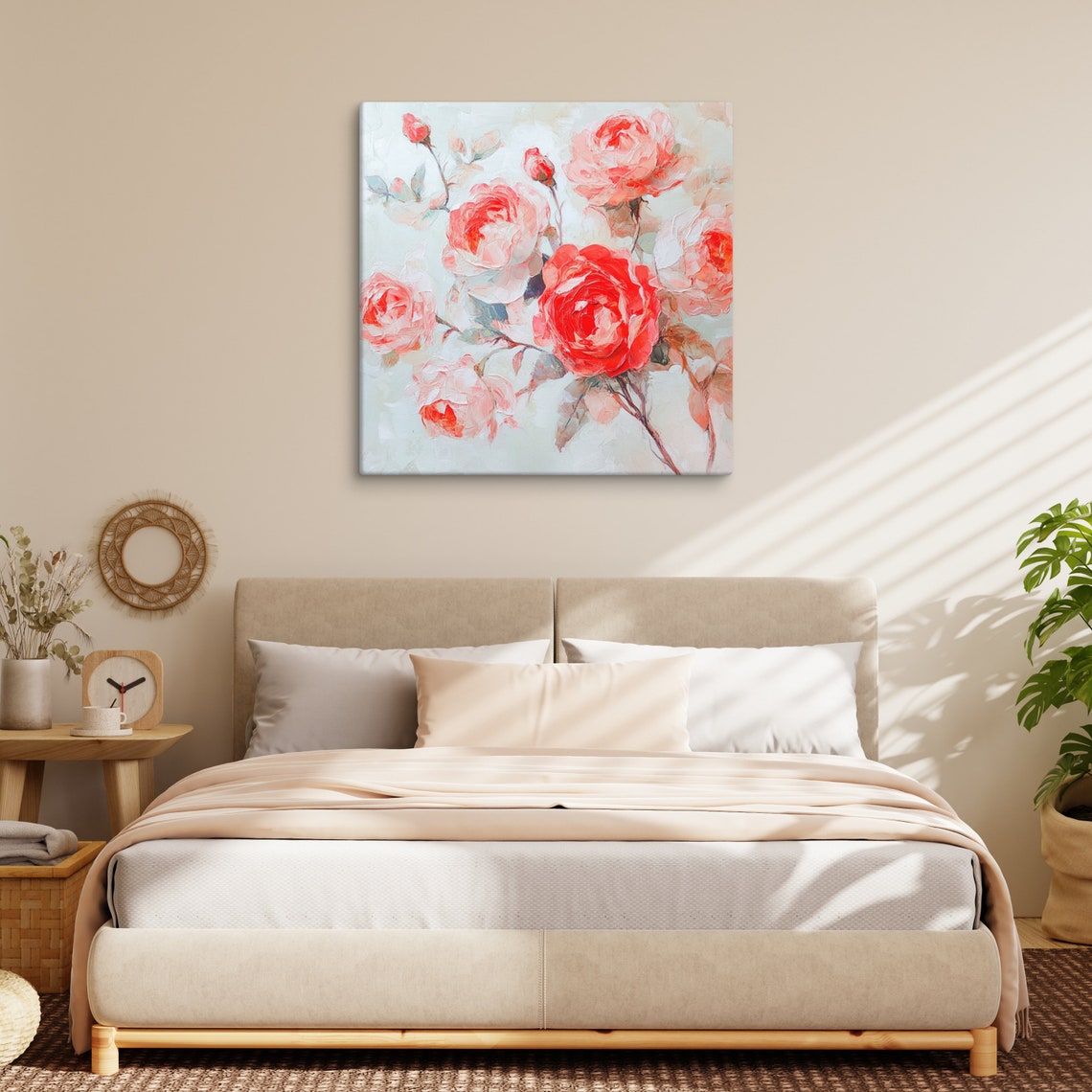 Coral Rose Print Painting Print Flower Art Rose Painting Print Living Room Art Pretty Wall Art Wall Art - Image 3