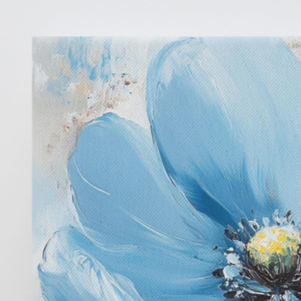 Blue Flower Bloom Impressionist Cream Background Painting Art Poster - Image 3