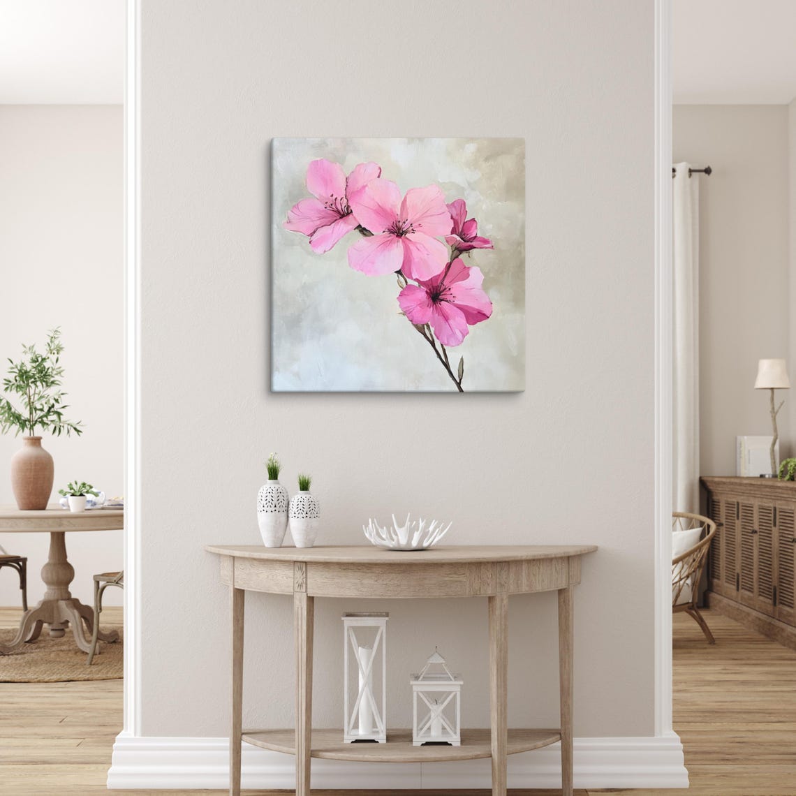 Pink Flower Wall Art Flower Painting Print Pink Flower Art Nature Wall Art Flower Wall Art Living Room Art - Image 5