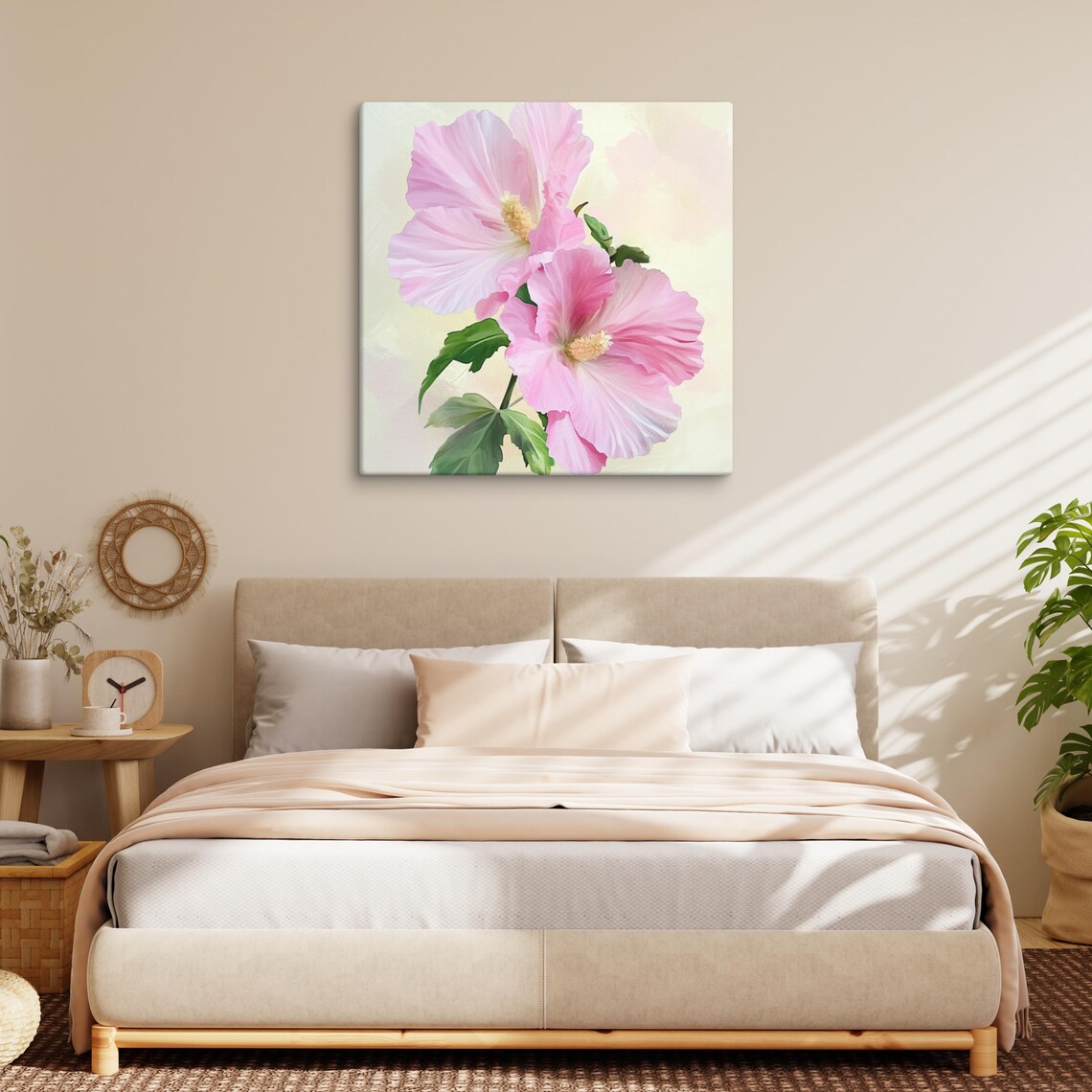Pink Rose Of Sharon Hibiscus Blooms Soft Garden Floral Poster - Image 2