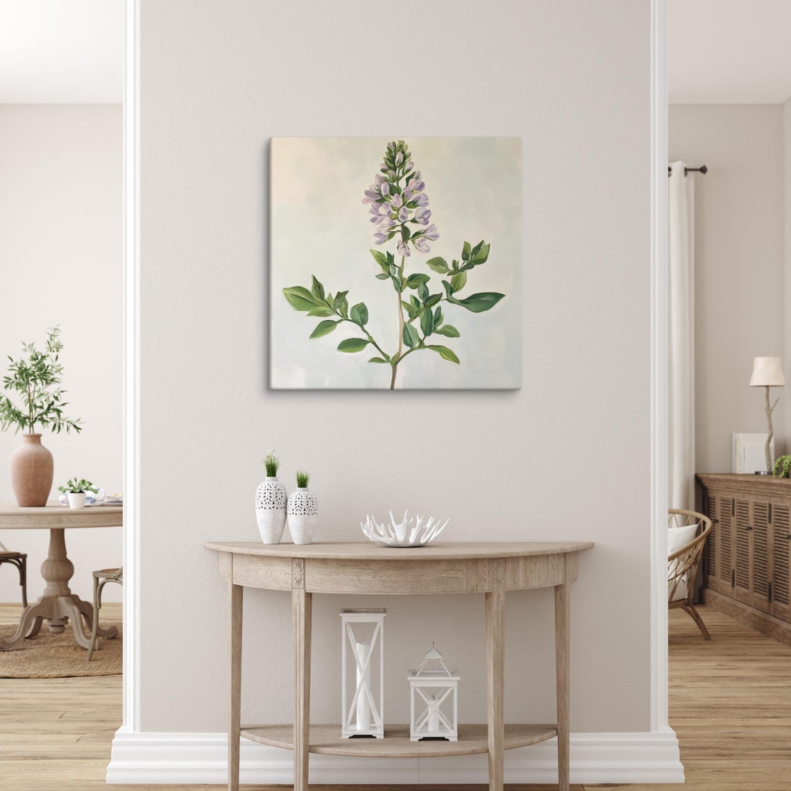 Alfalfa Flower Spike Lavender Blossoms Cream Botanical Wall Art - Image 3