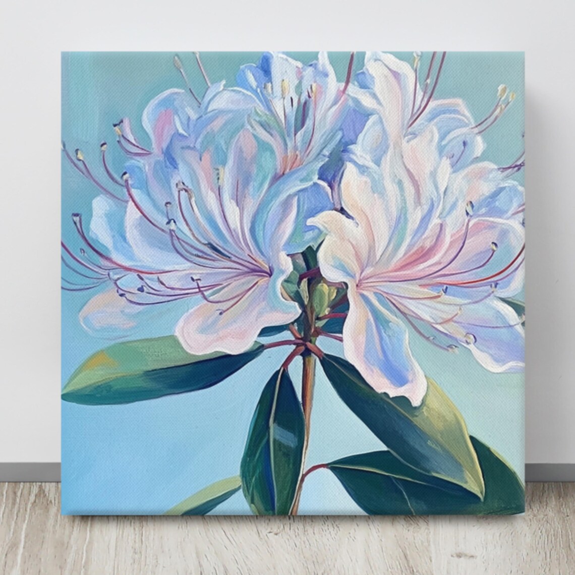 White Flower Blossom Cluster Blue Teal Painting Wall Art Poster - Image 4