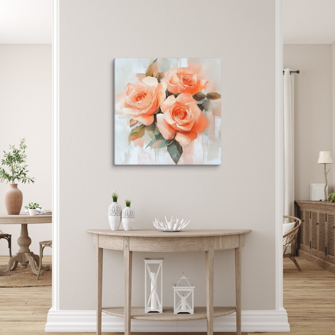 Coral Rose Print Painting Print Flower Art Rose Painting Print Living Room Art Luxury Wall Art Wall Art - Image 5