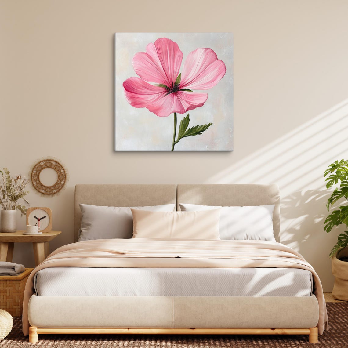 Pink Godetia Flower Wall Art Flower Painting Print Godetia Print Pink Wall Art Flower Wall Art Living Room Wall Art Decor - Image 2