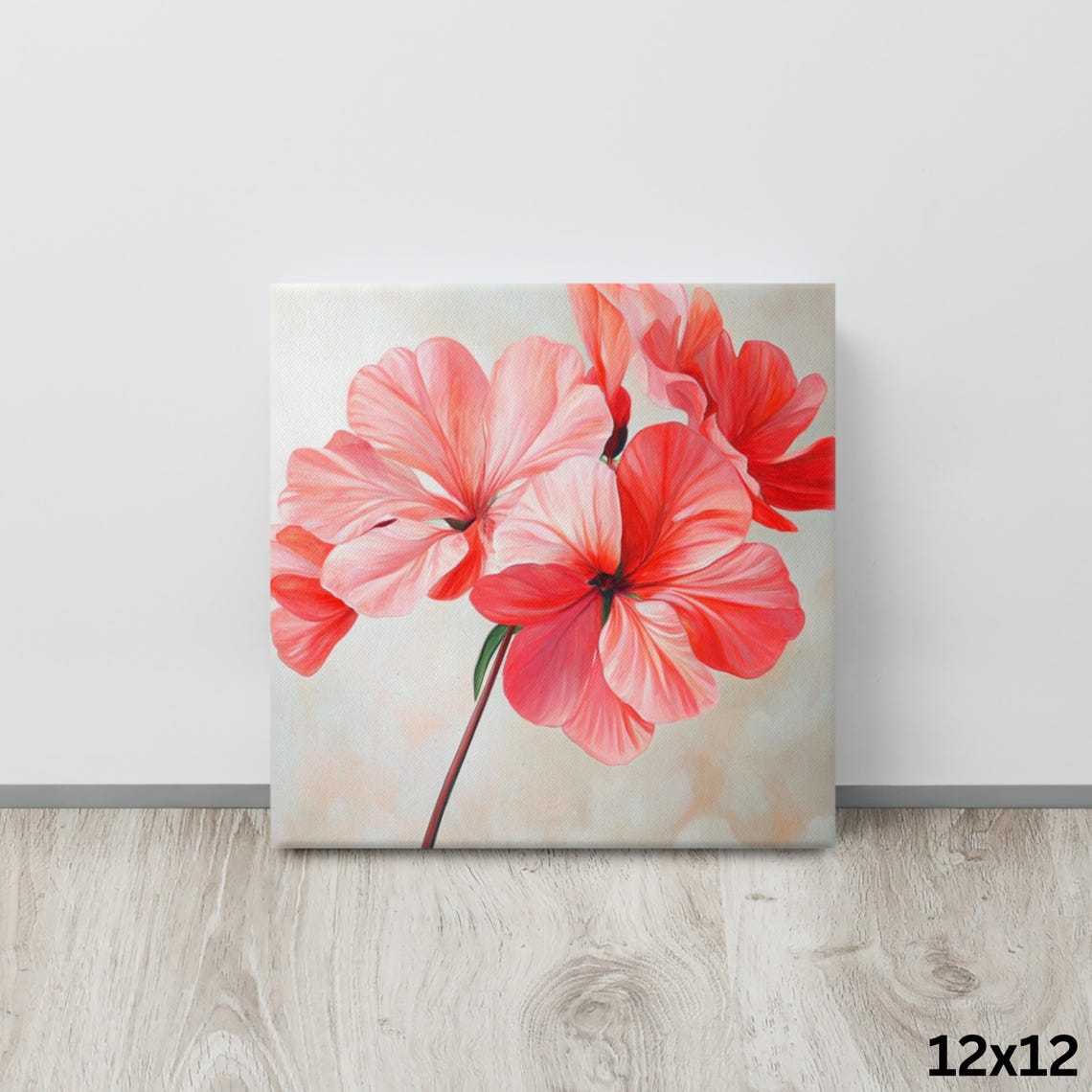 Coral Pink Geranium Blossoms Cluster Soft Botanical Wall Poster - Image 4