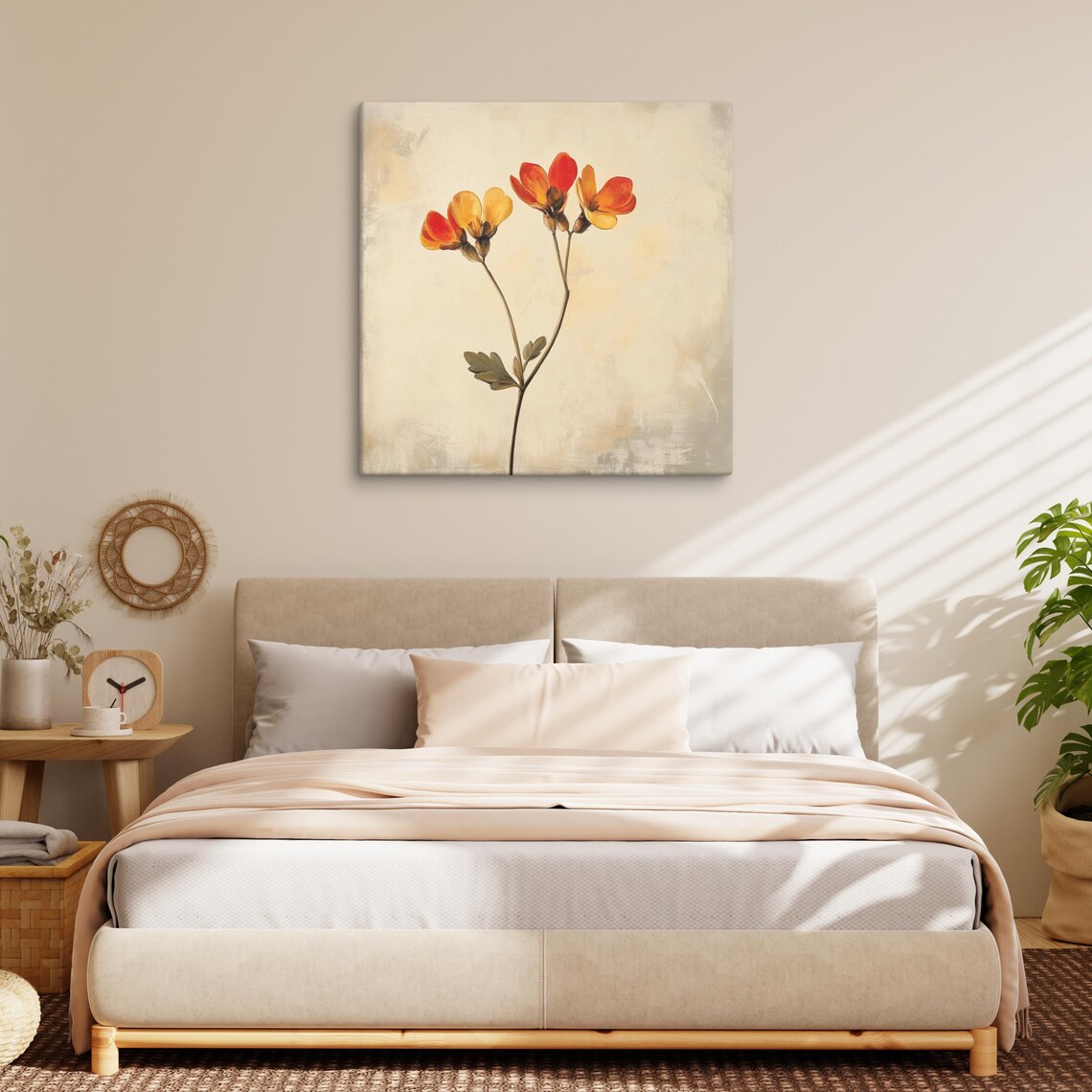 Orange Yellow Wildflower Sprigs Beige Botanical Floral Wall Art Poster - Image 5