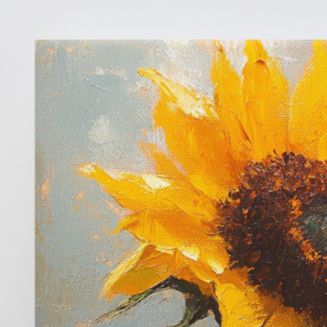 Golden Yellow Sunflower Impasto Textured Floral Painting Poster - Image 3