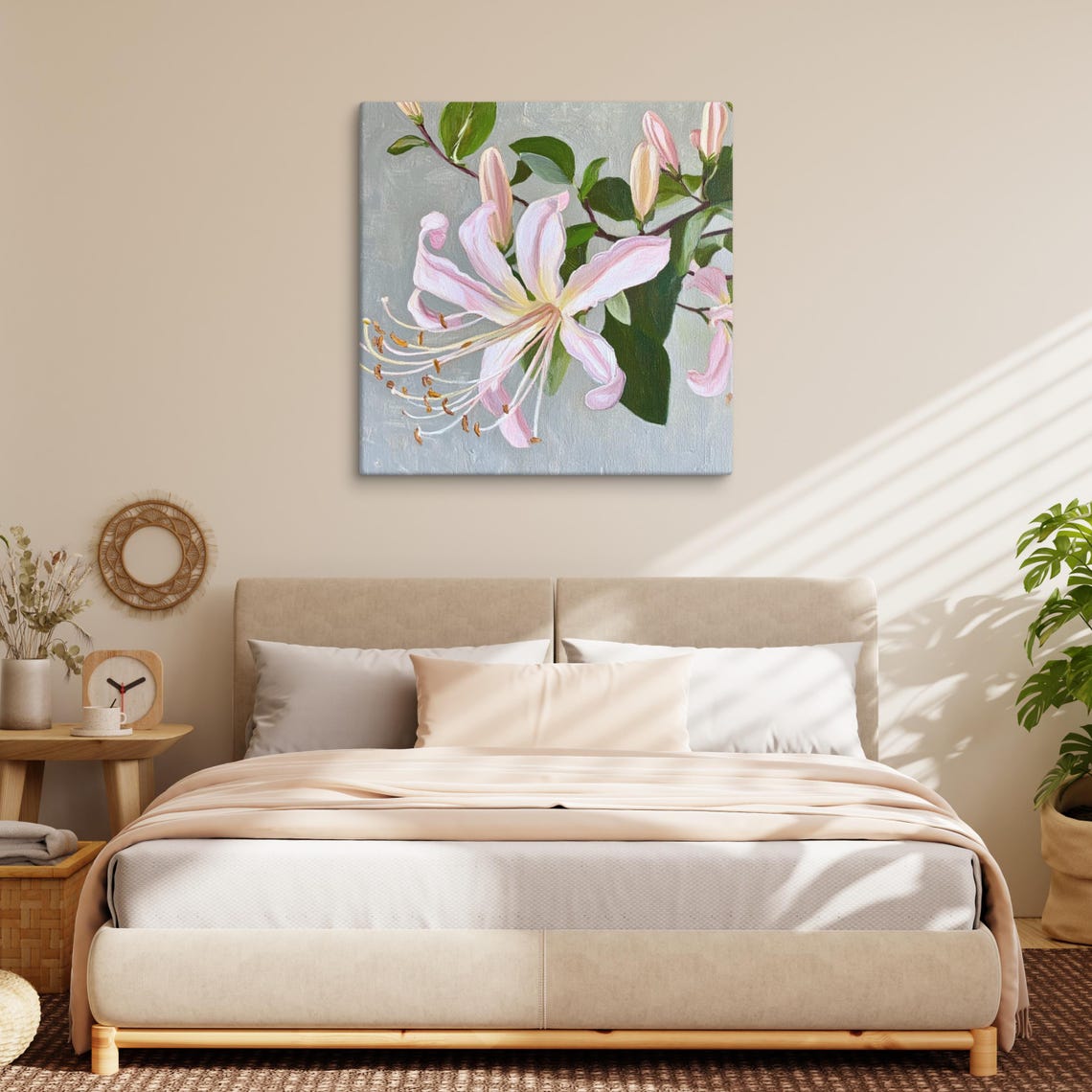 Pink Honeysuckle Blooming Vine Delicate Botanical Flower Poster - Image 3