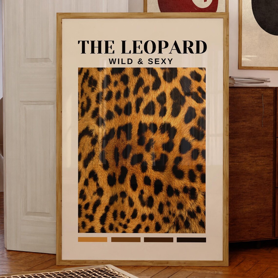 The Leopard Wild and Sexy Fashion Poster with Leopard Fur Closeup