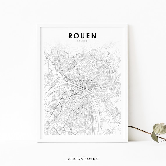 Rouen France Minimalist City Street Map Modern Layout Poster