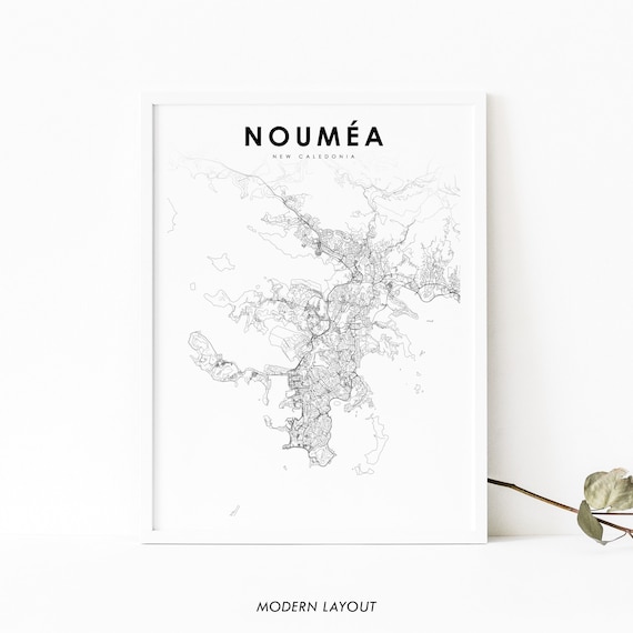 Noumea New Caledonia Map Print Nouma Grande Terre Art Poster City Street Road Nursery Room Wall Office Decor