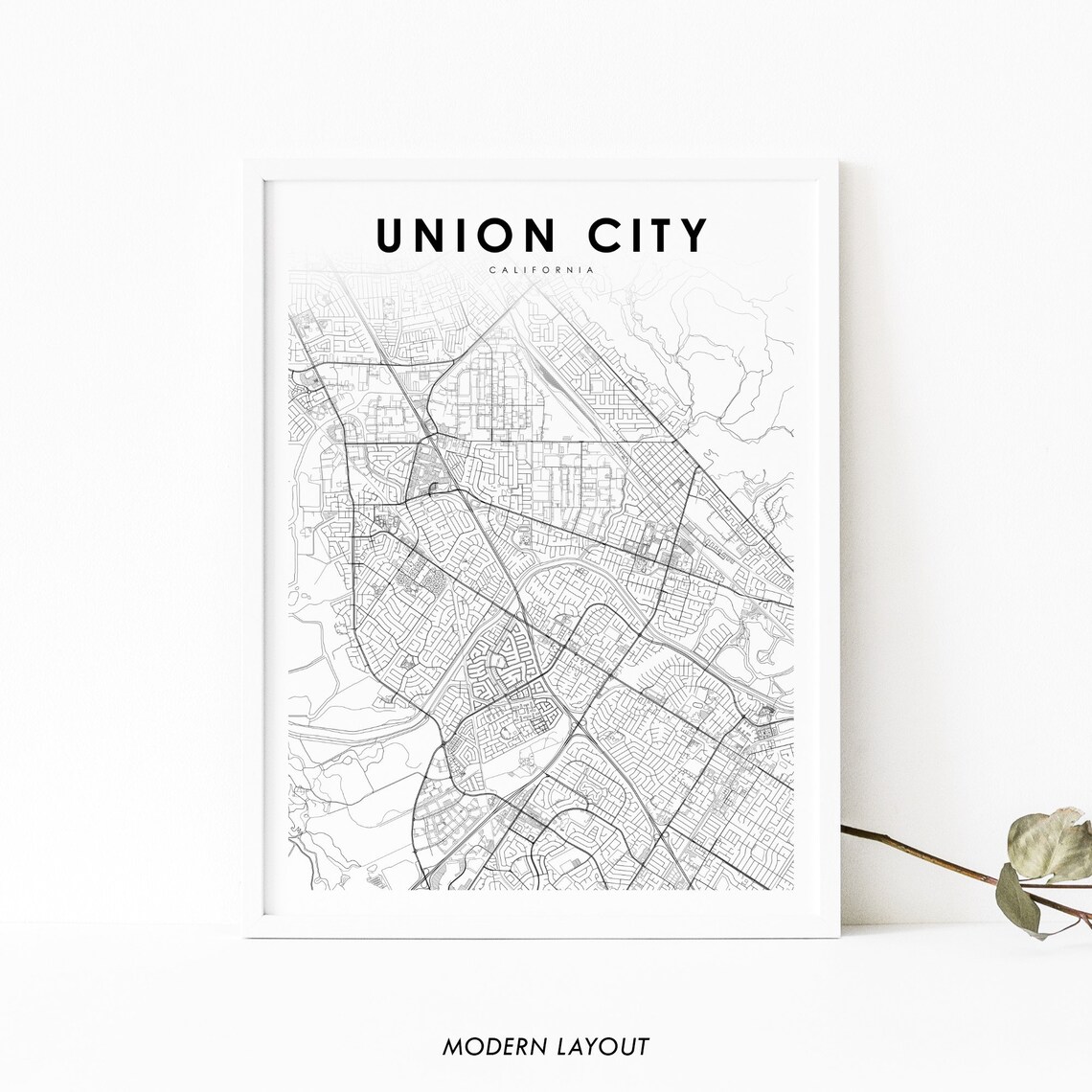 Union City California City Street Map Minimalist Line Art Poster