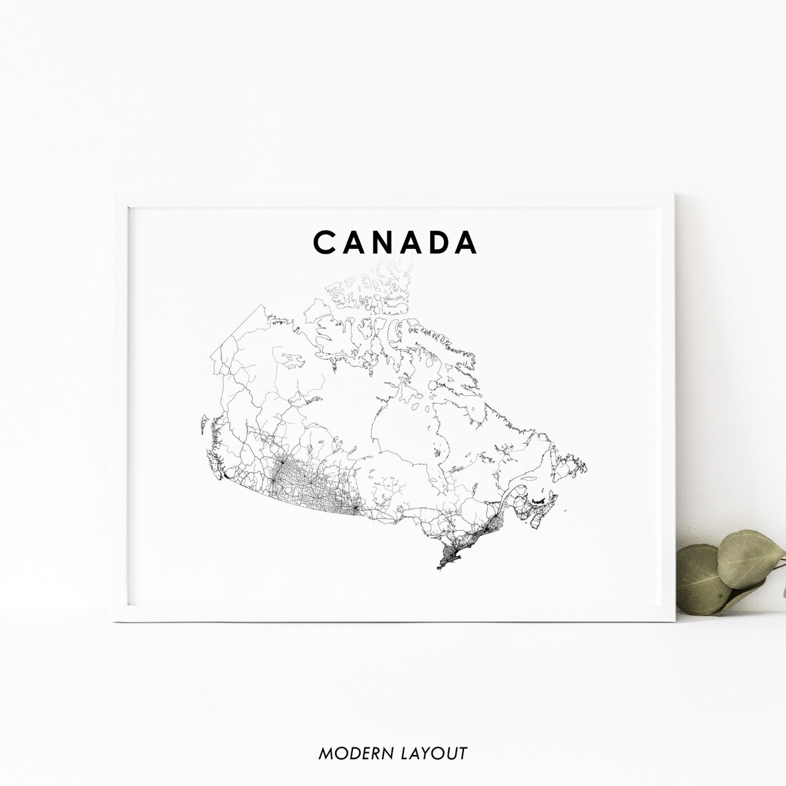 Canada Map Print, Country Road Poster Art