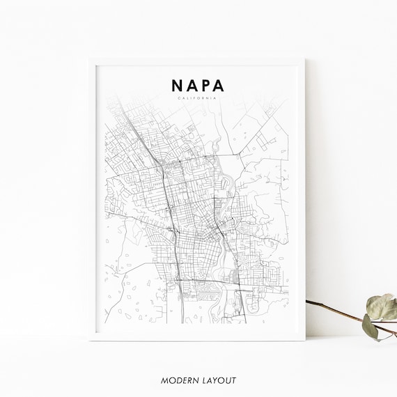 Napa California Minimalist City Street Map Poster Modern Black and White