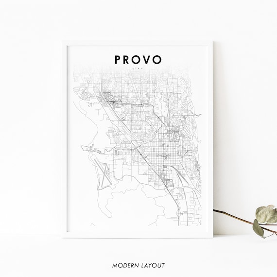 Provo Utah Minimalist City Street Map Poster Modern Black and White