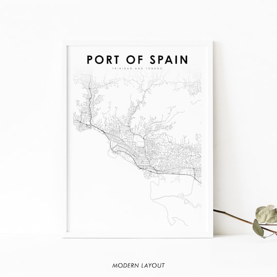 Port Of Spain Trinidad And Tobago Map Art Print