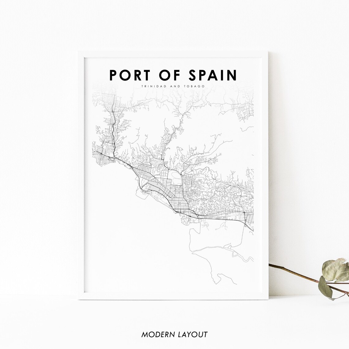Port Of Spain Trinidad And Tobago Map Art Print