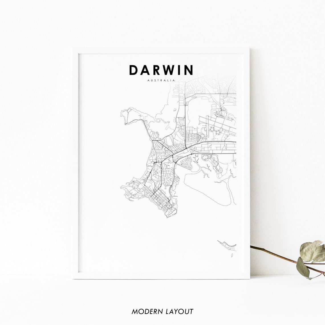 Darwin Australia Minimalist City Street Map Modern Layout Poster