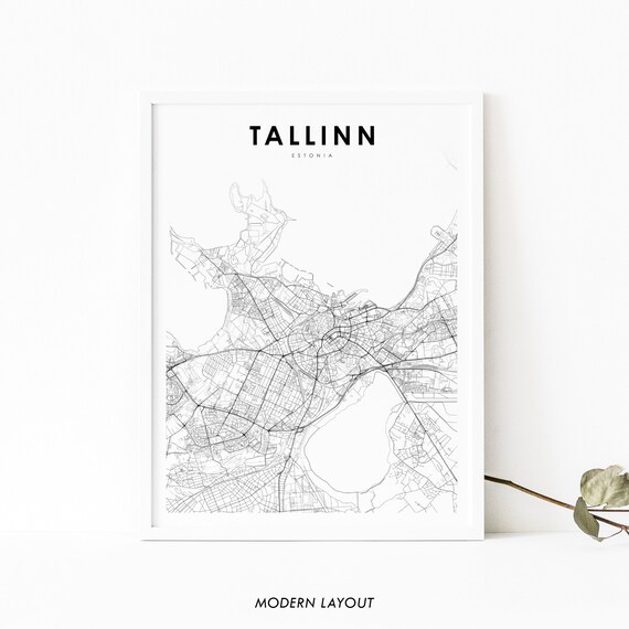 Tallinn Estonia Map Print Art Poster Harju Eesti City Street Road Nursery Room Wall Office Decor