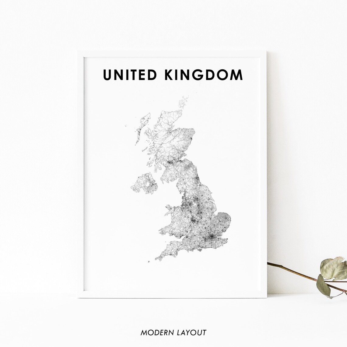 United Kingdom Map Art Print, Great Britain Map