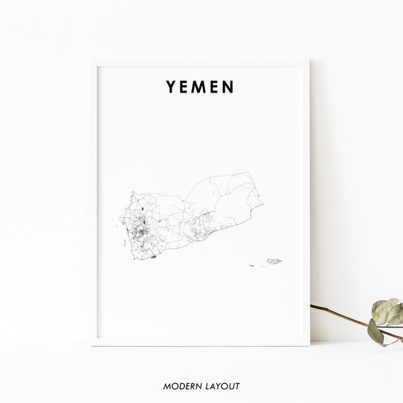 Yemen Map Print, Sanaa Road Art Poster