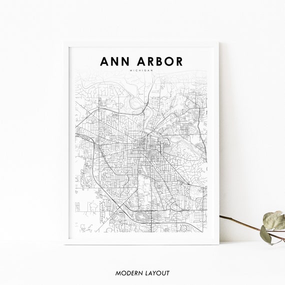 Ann Arbor MI Map Print, Michigan City Poster