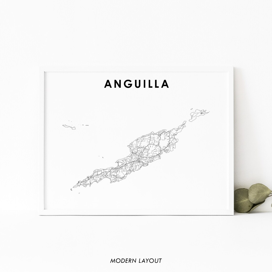 Anguilla Map Print, The Valley Travel Poster