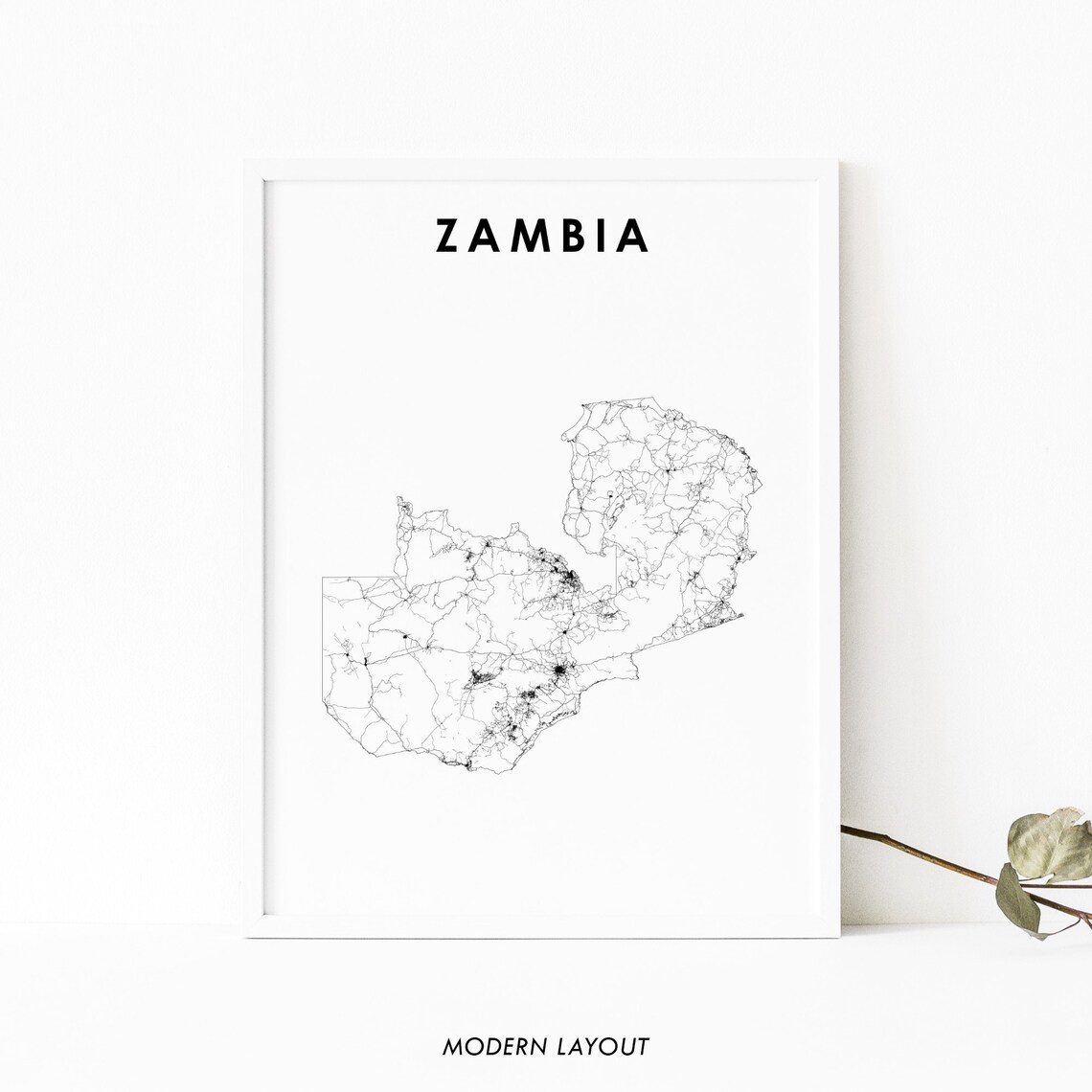 Zambia Map Print, Lusaka East Africa Nursery Decor