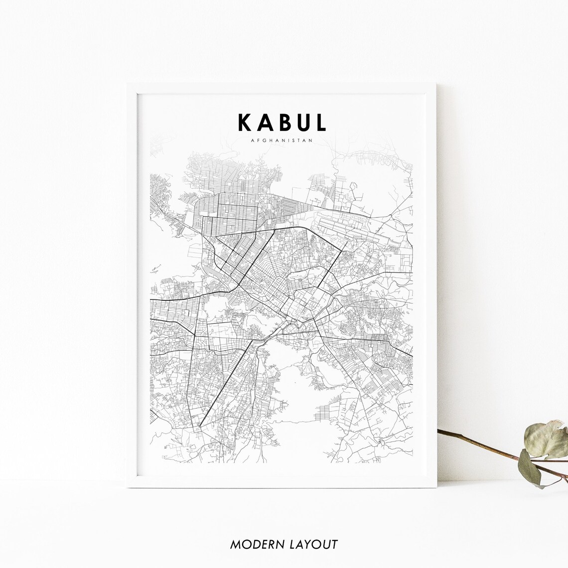 Kabul Afghanistan Map Art Print, Nursery Room Decor