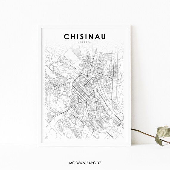 Chisinau Moldova Map Print Art Poster Chiinu Kishinev City Road Street Nursery Room Wall Office Decor