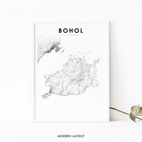 Bohol Philippines Map Art Print, Central Visayas
