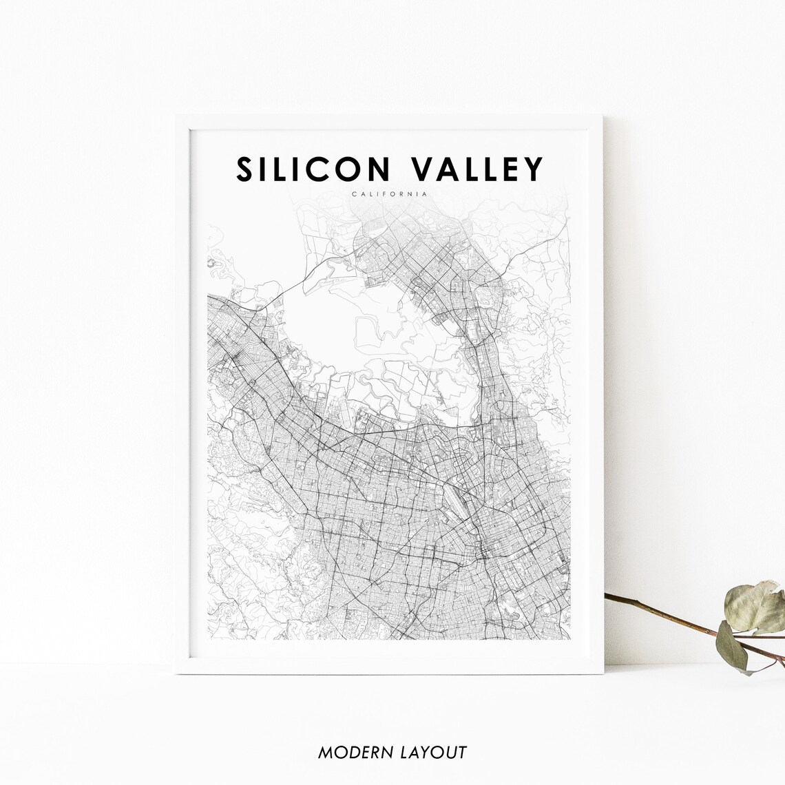 Silicon Valley, CA Map Art Poster Print