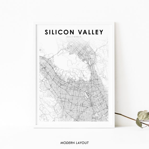 Silicon Valley, CA Map Art Poster Print