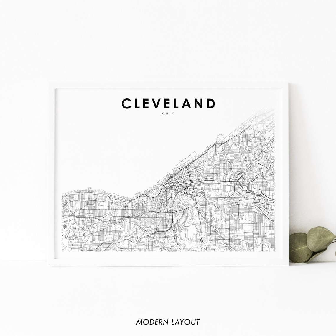 Cleveland, OH Map Art Print, Ohio City Streets