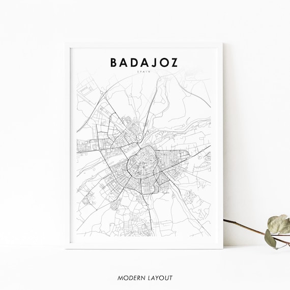 Badajoz Spain Minimalist Gray City Street Map Art Decor Poster