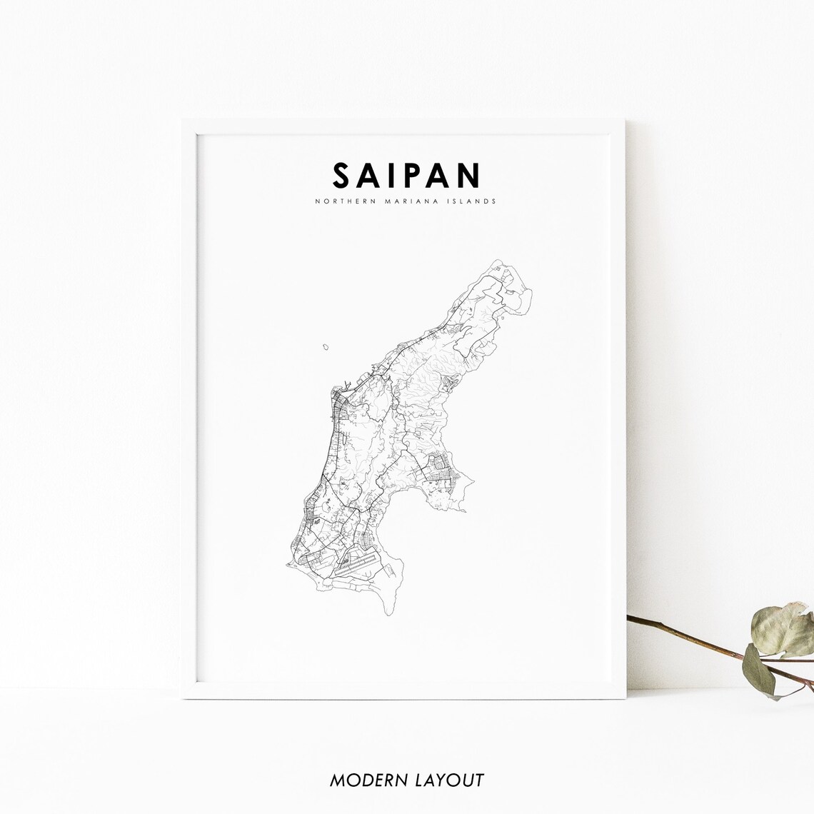 Saipan Map Poster, Northern Mariana Islands Travel Poster