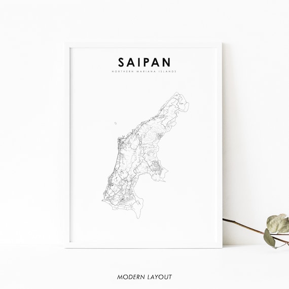 Saipan Map Poster, Northern Mariana Islands Travel Poster