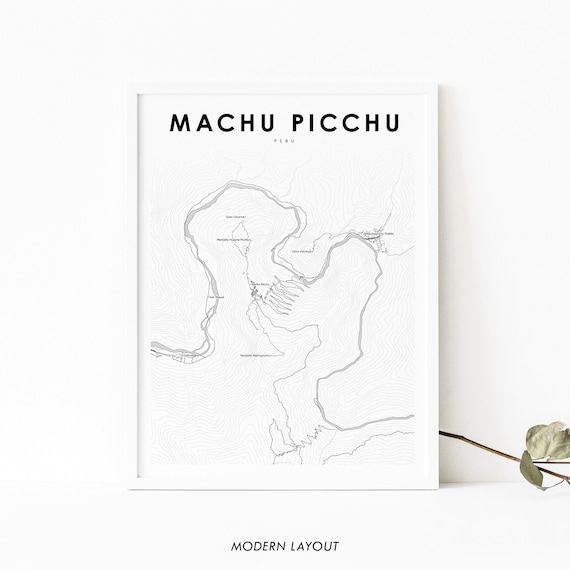 Machu Picchu Peru Map Print Art Poster Pikchu Cusco Road Nursery Room Office Wall Decor Minimalist