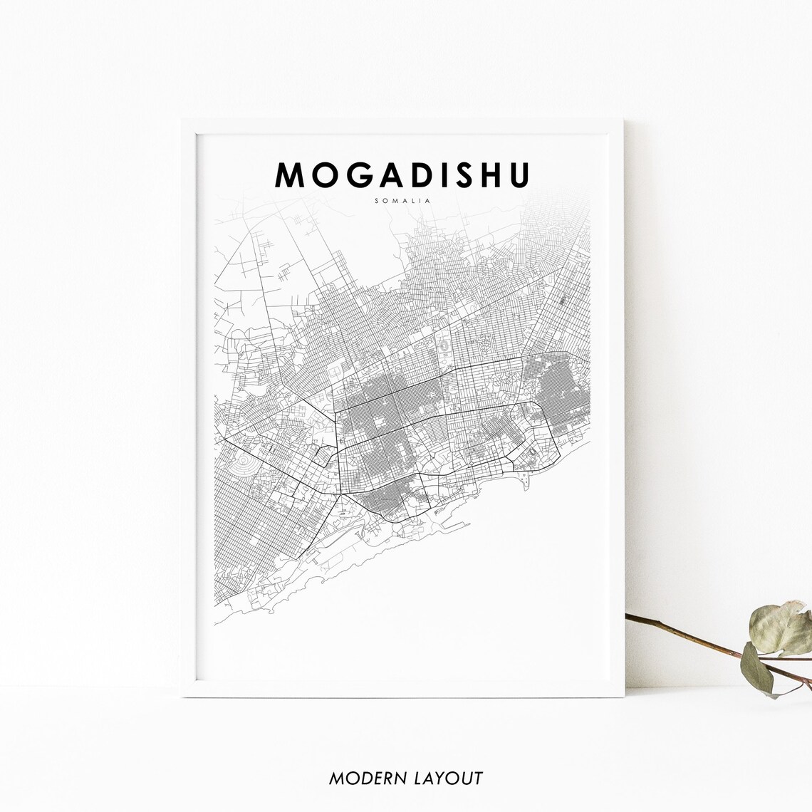 Mogadishu Somalia Map Art Print, Nursery Decor