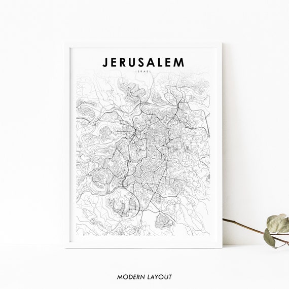 Jerusalem Israel Map Art Print, City Street Map