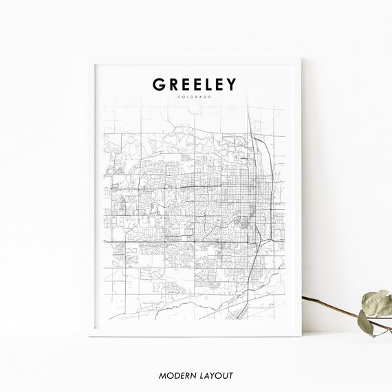 Greeley Co Map Print Colorado Usa Art Poster Weld County City Street Road Nursery Room Wall Office Decor