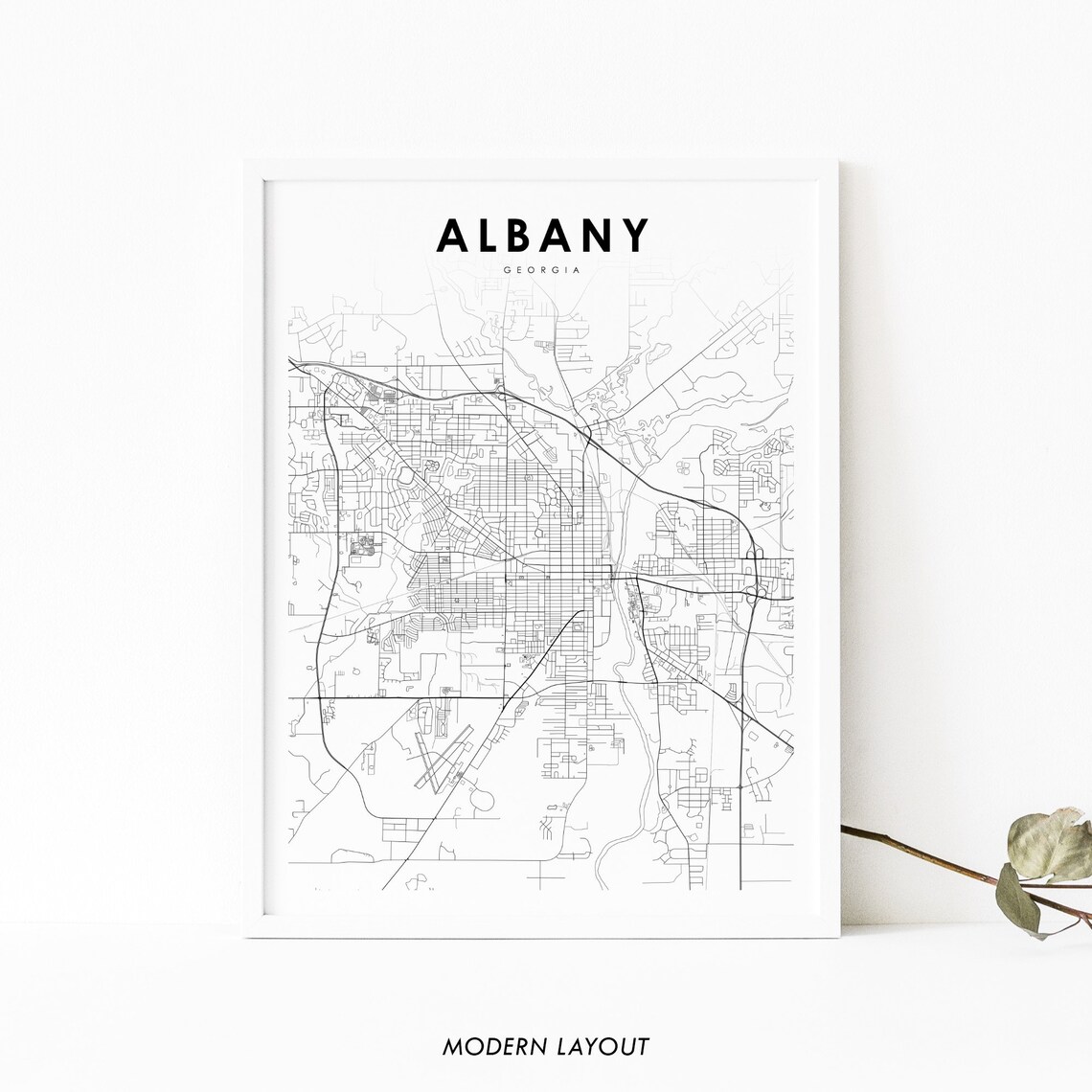 Albany, GA Map Print - Georgia Travel Poster