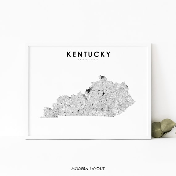Kentucky Map Print, Nursery Room Wall Art Poster