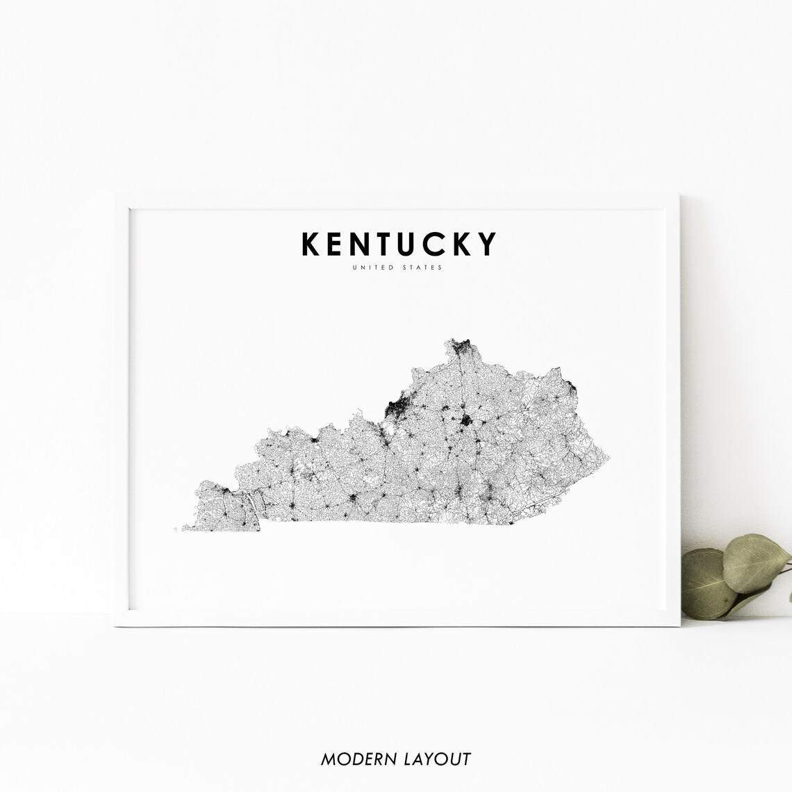 Kentucky Map Print, Nursery Room Wall Art Poster