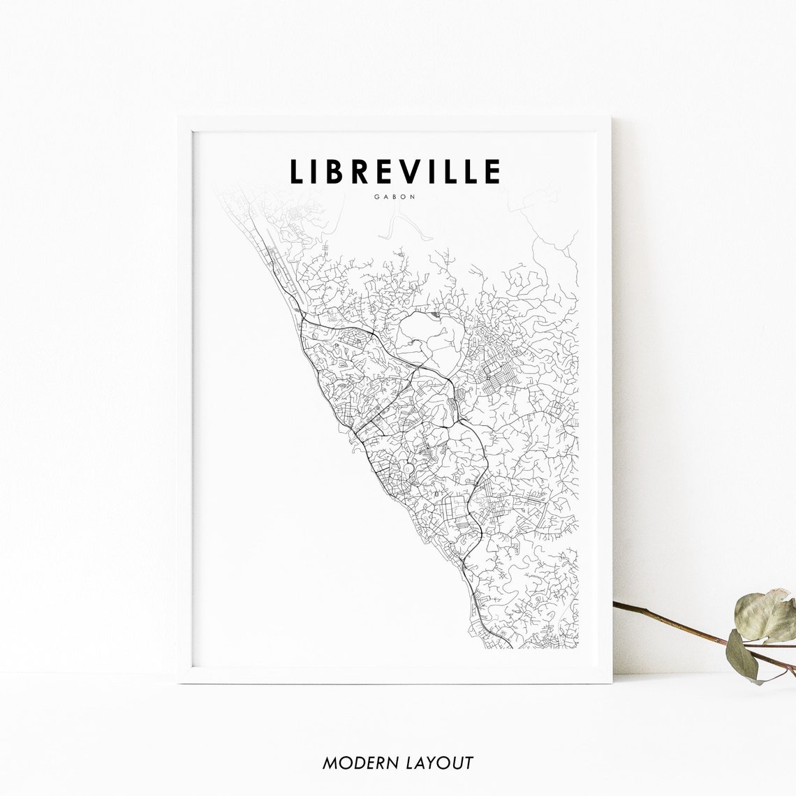 Libreville Gabon Minimalist City Map Black And White Art Poster