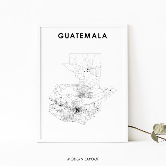 Guatemala Map Print Poster, Nursery Room Decor